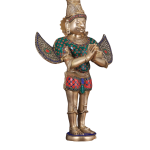 Brass Standing Garuda Meenakari Statue 22 Inch - Premium Enamel Eagle God Sculpture | Jaipurio